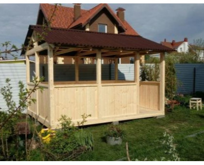 Беседка для дачи "Лодочка" в городской округ Ступино с двухскатной крышей